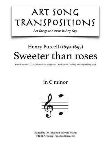 PURCELL: Sweeter than roses (transposed to C minor) (arr. ArtSongTranspositions.com)
