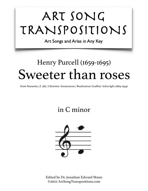 PURCELL: Sweeter than roses (transposed to C minor) (arr. ArtSongTranspositions.com)
