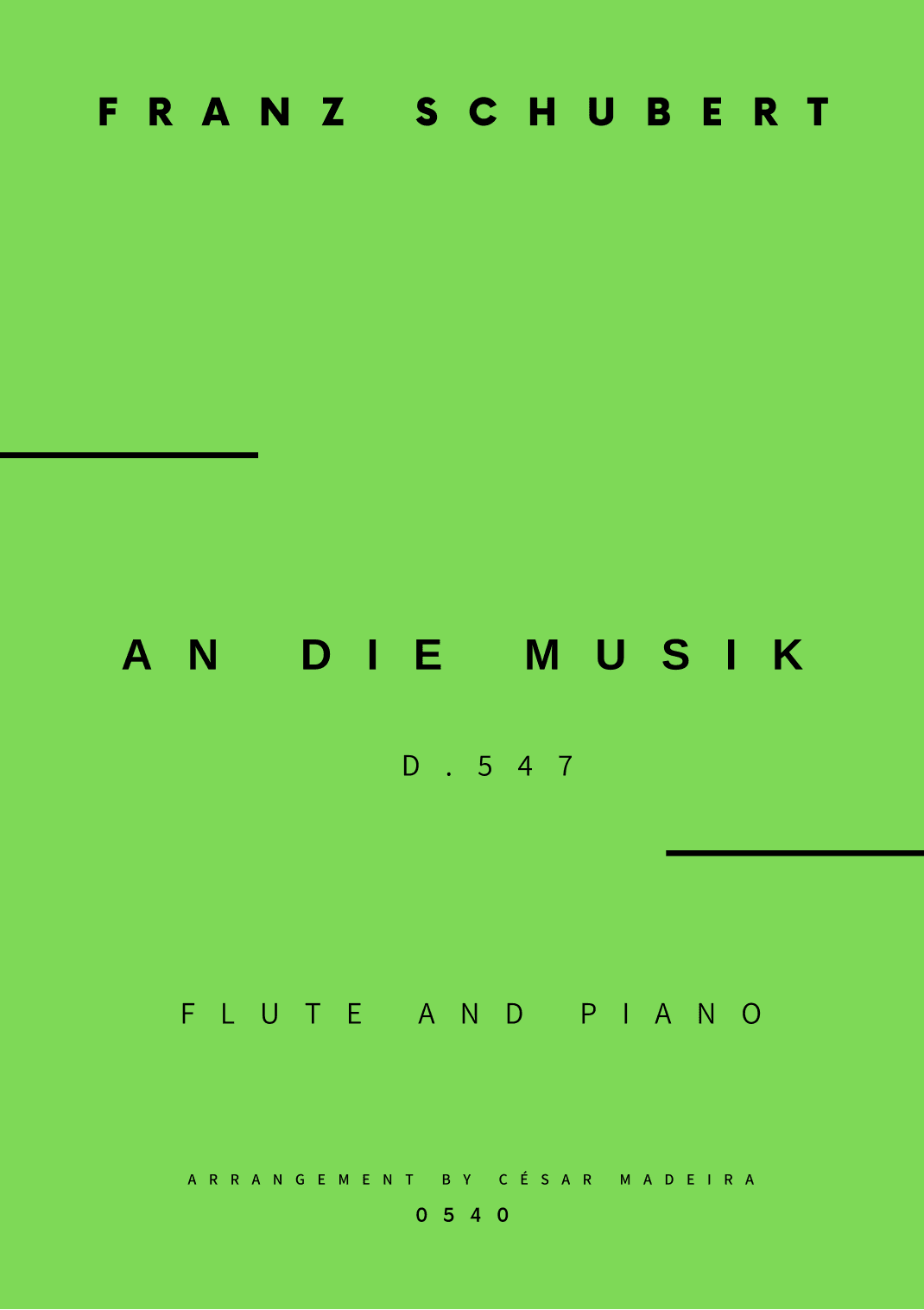 An Die Musik - Flute and Piano (Full Score and Parts) (arr. César Madeira)