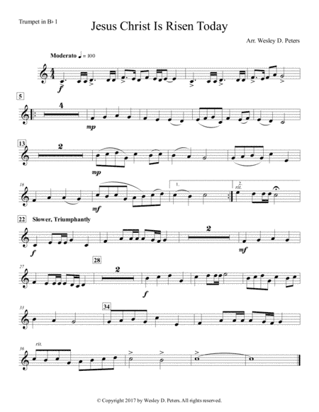 Jesus Christ Is Risen Today (Brass Sextet) (arr. Wesley D. Peters)