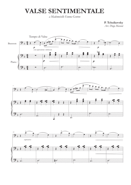 Valse Sentimentale for Bassoon and Piano (arr. Diego Marani)