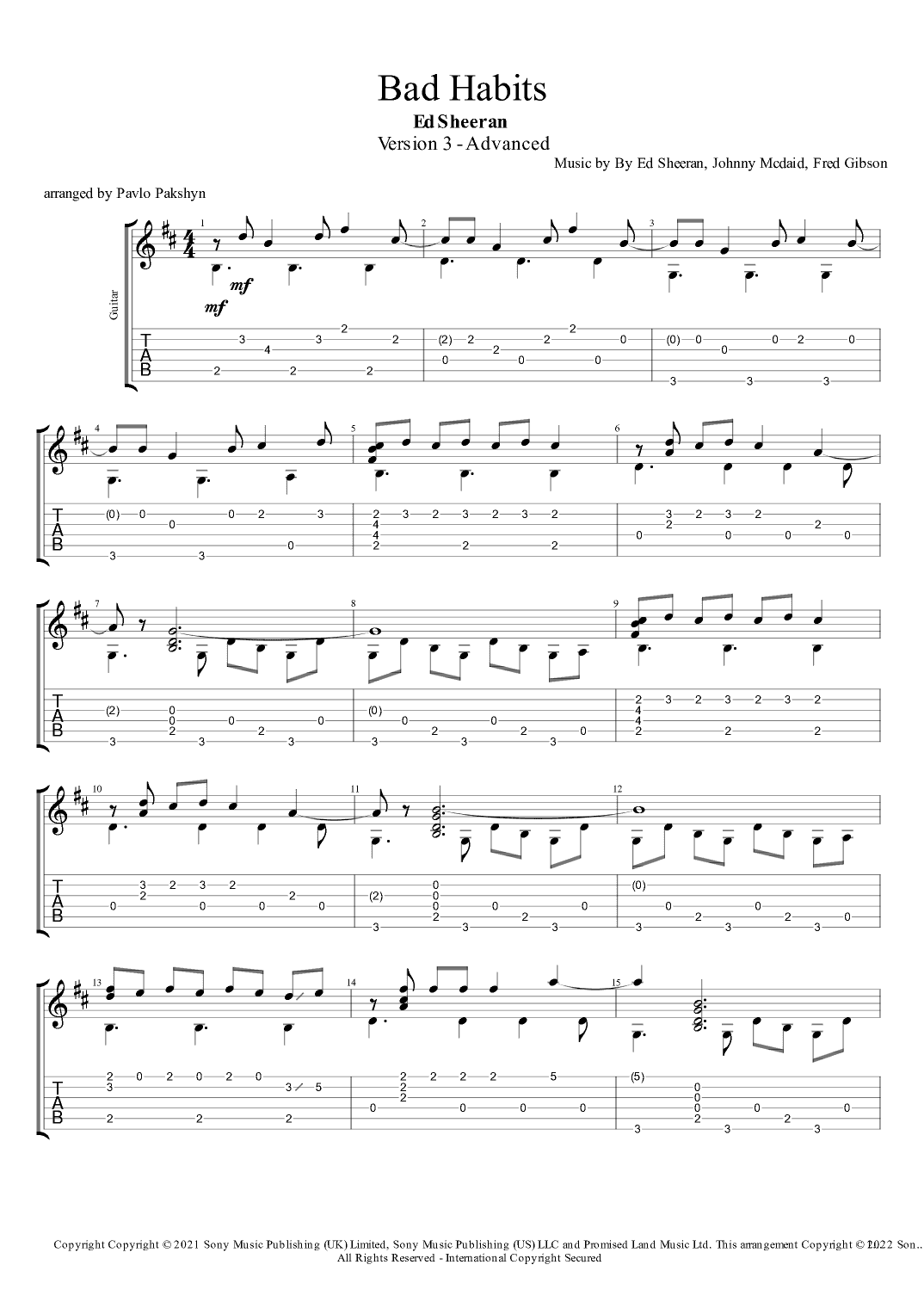Bad Habits (arr. Pavlo Pakshyn)