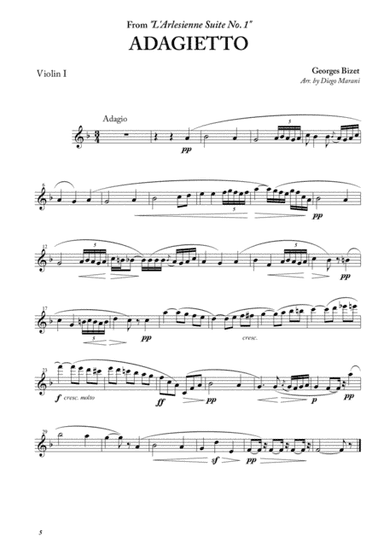 Adagietto from "L'Arlesienne Suite No. 1" for String Quartet (arr. Diego Marani)