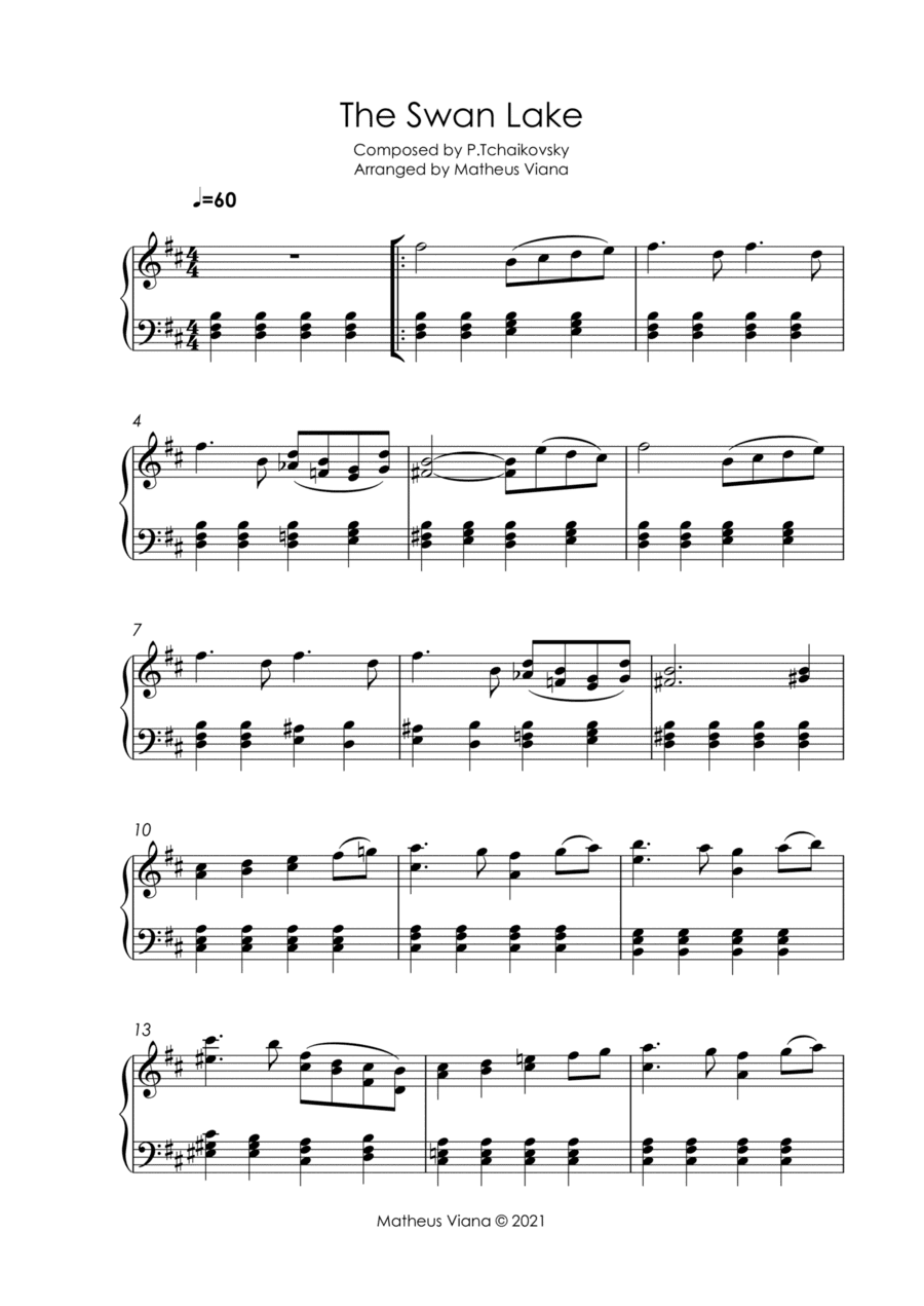 The Swan Lake (Swan Theme) - Tchaikovski (For Piano Solo / Beginner) (arr. Matheus Viana)