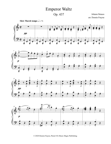 Emperor Waltz (Op. 437) (arr. Presto! It's Music Magic Publishing)