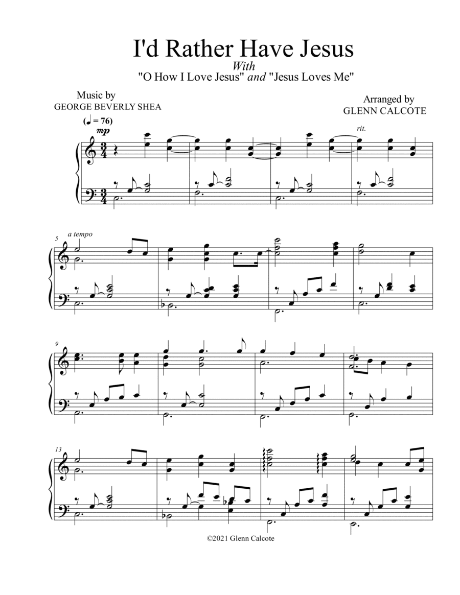 I'd Rather Have Jesus (medley) (arr. Glenn Calcote)