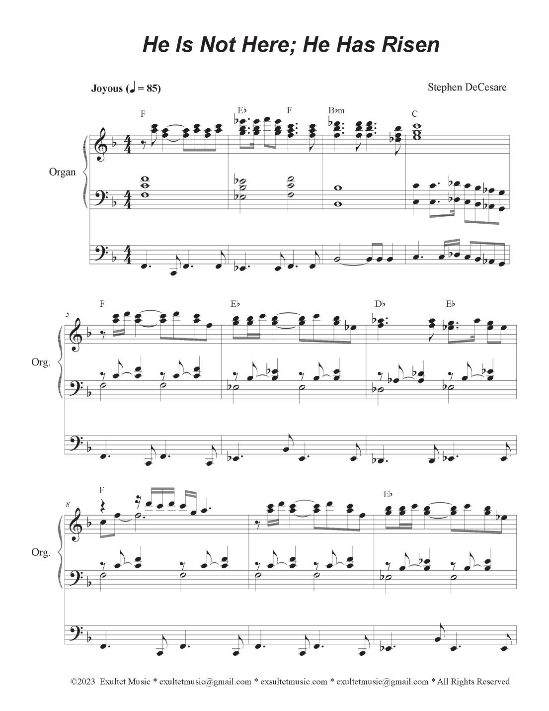 He Is Not Here; He Has Risen (Organ solo)