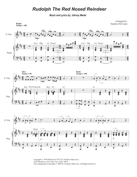 Rudolph The Red-nosed Reindeer (arr. Stephen DeCesare)
