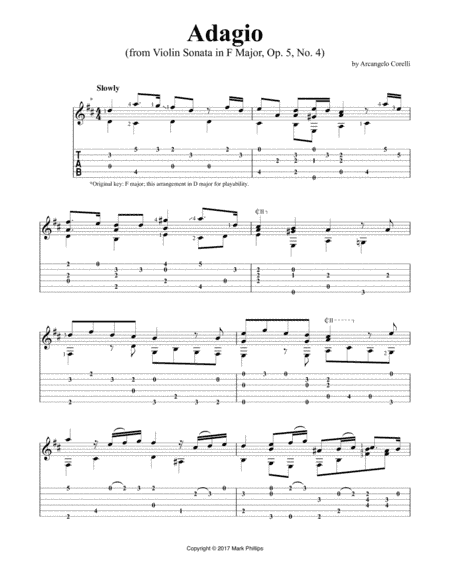 Adagio (from Violin Sonata in F Major, Op. 5, No. 4) (arr. Mark Phillips)