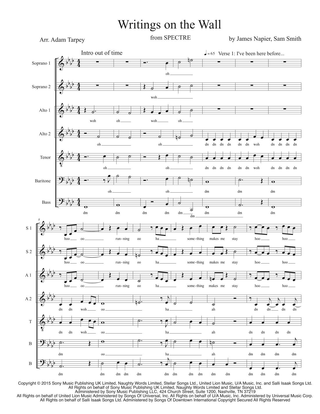 Writing's On The Wall (arr. Adam Tarpey)