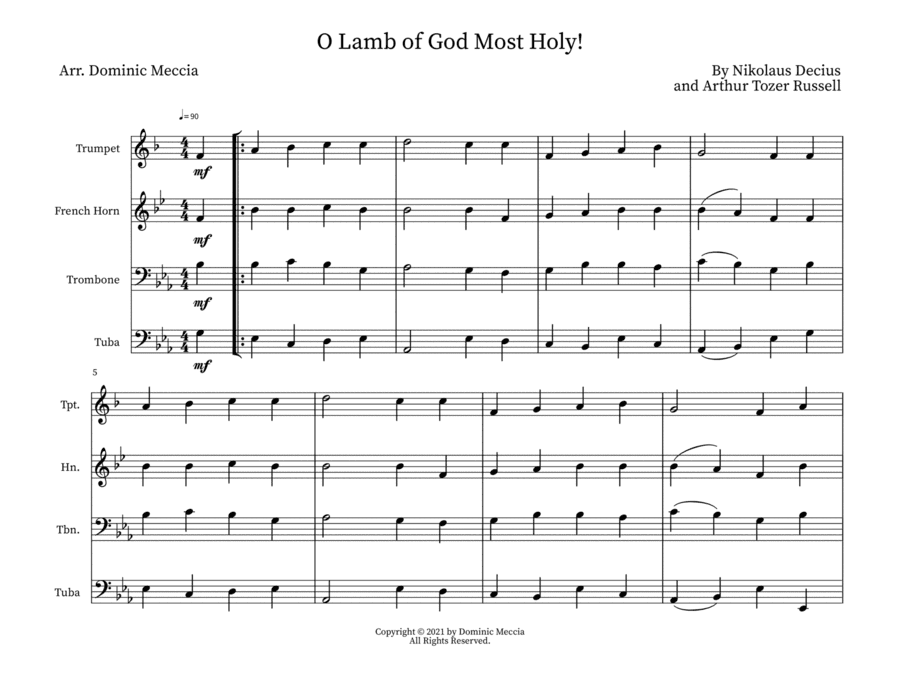 O Lamb of God Most Holy! (arr. Dominic Meccia)