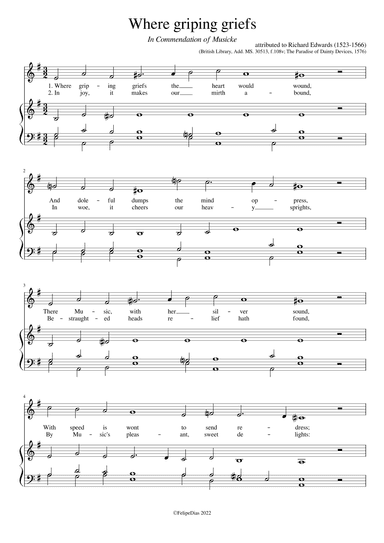 Where griping griefs (arr. Early Music Scores)