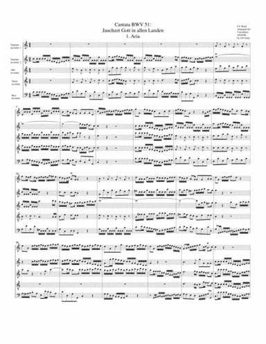 Aria: Jauchzet Gott in allen Landen from Cantata BWV 51 (arrangement for 5 recorders) (arr. Gil Garty)