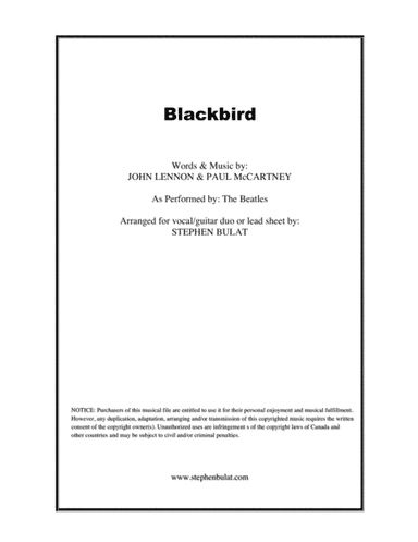 Blackbird (arr. Stephen Bulat)
