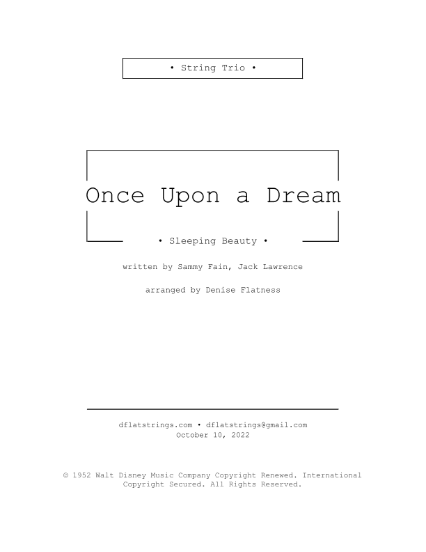 Once Upon A Dream (arr. Denise Flatness)