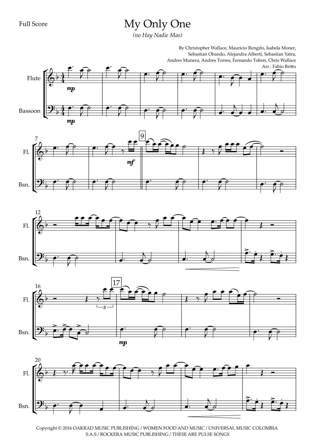 My Only One (no Hay Nadie Mas) (arr. Ottirb Sage)