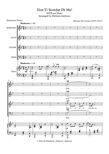 Non Ti Scordar Di Me! SATB and Piano (arr. Elzbieta Ambrose)