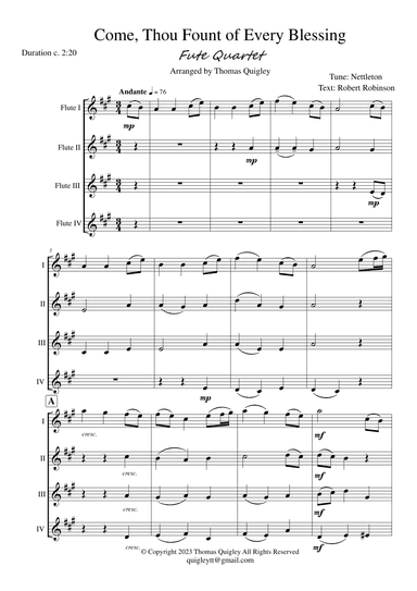 Come, Thou Fount of Every Blessing (arr. Thomas Quigley)