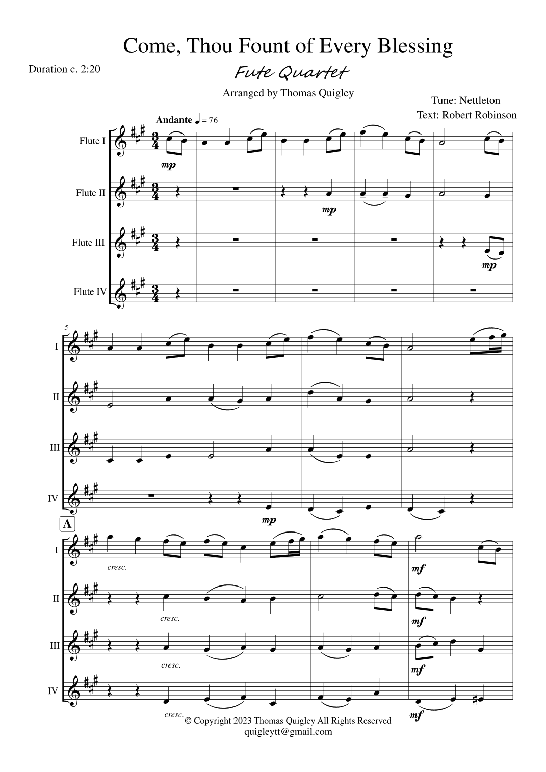 Come, Thou Fount of Every Blessing (arr. Thomas Quigley)