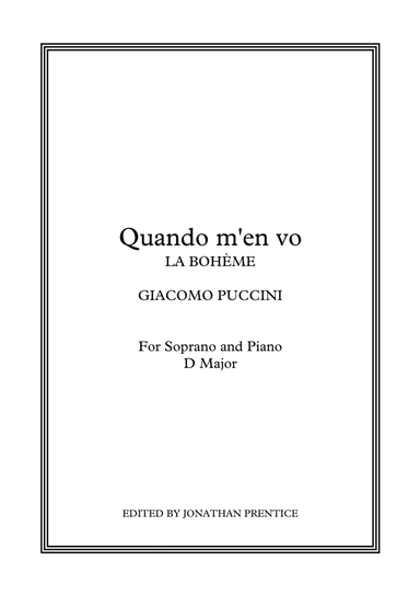 Quando m’en vo - La Bohème (D Major) (arr. Jonathan Prentice)