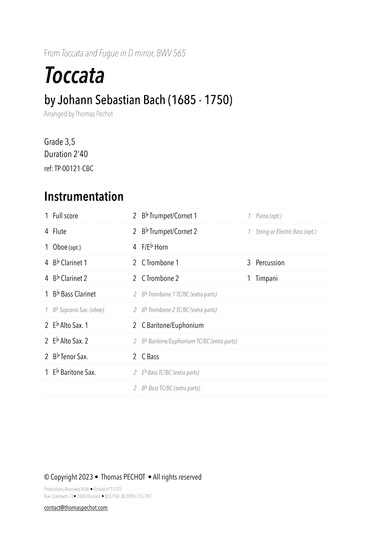 Toccata in D minor (arr. Thomas PECHOT)