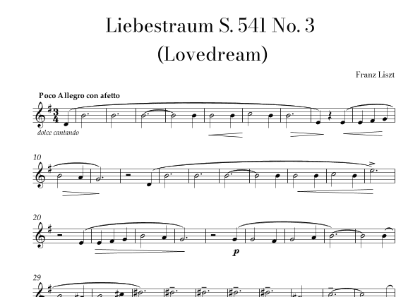 Liszt - Liebestraum (Love Dream) Solo Violin in G major (arr. Lais Reis)