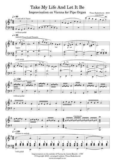 Take My Life And Let It Be - G major (arr. Tinus Badenhorst)