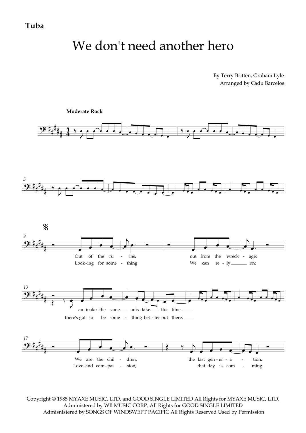 We Don't Need Another Hero (arr. Cadu Barcelos)