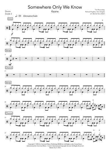 Somewhere Only We Know (arr. Bennie Sia)