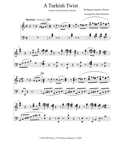 A Turkish Twist (based on Mozart's Turkish Rondo) piano solo (arr. Arranged by Paul Hemmer)