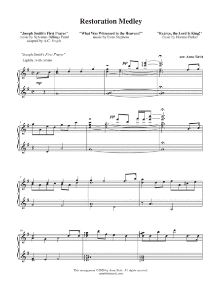 Restoration Medley (arr. Anne Britt)