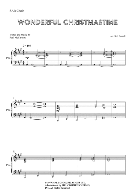 Wonderful Christmastime (arr. Sebastian Farrall)