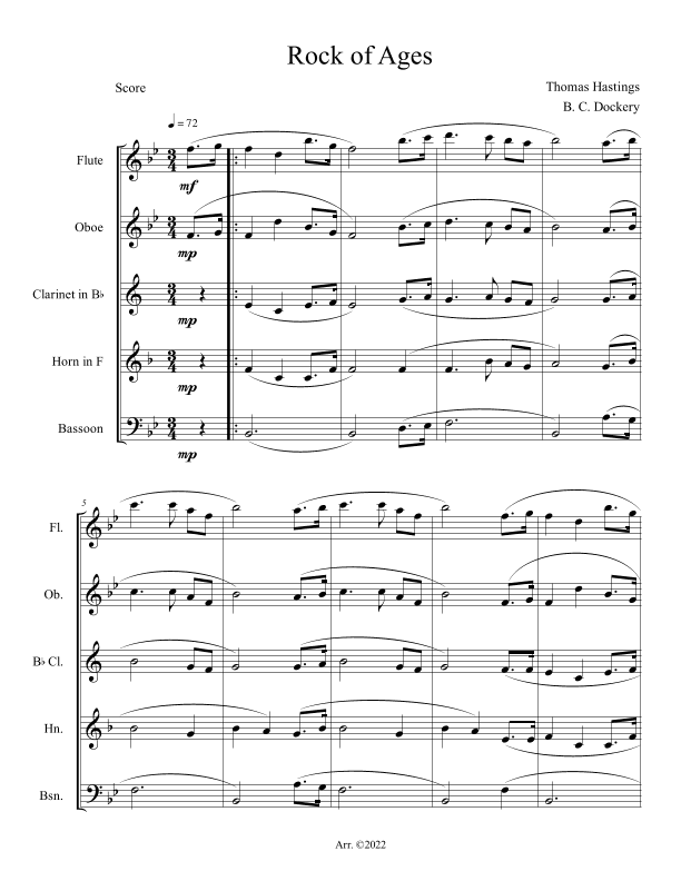 Rock of Ages (Woodwind Quintet) (arr. B. C. Dockery)