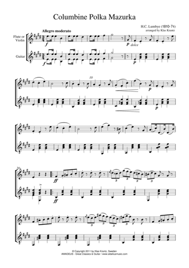 Columbine Polka Mazurka for flute and guitar (arr. Amadeus Music)