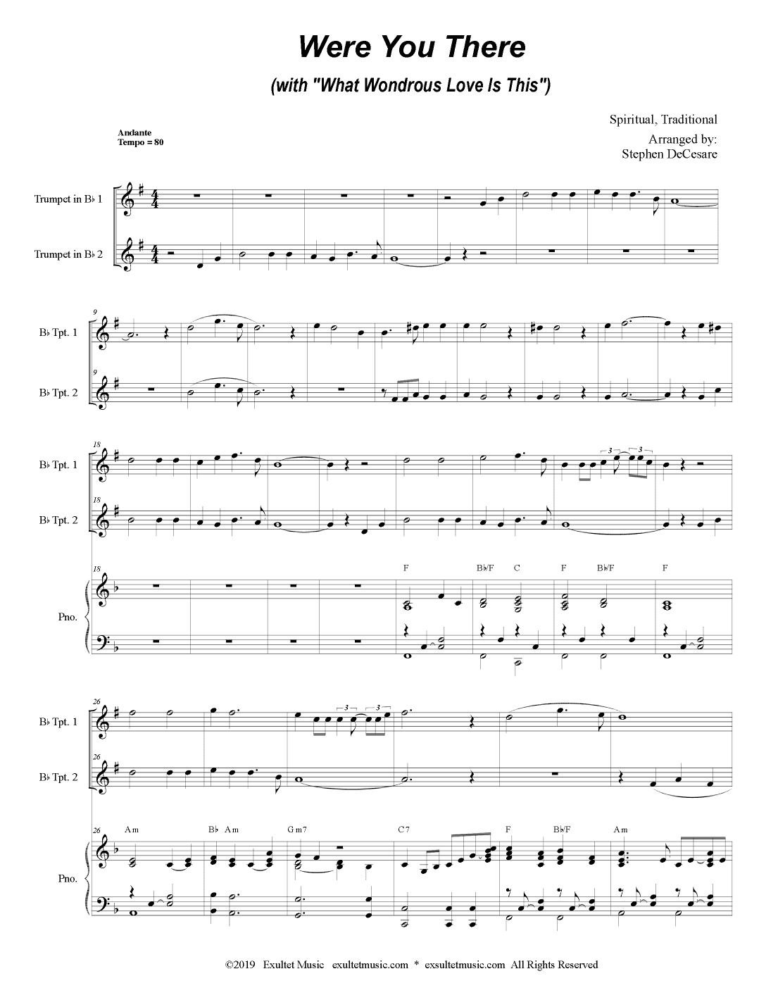 Were You There (with "What Wondrous Love Is This") (Duet for Bb-Trumpet) (arr. Stephen DeCesare)