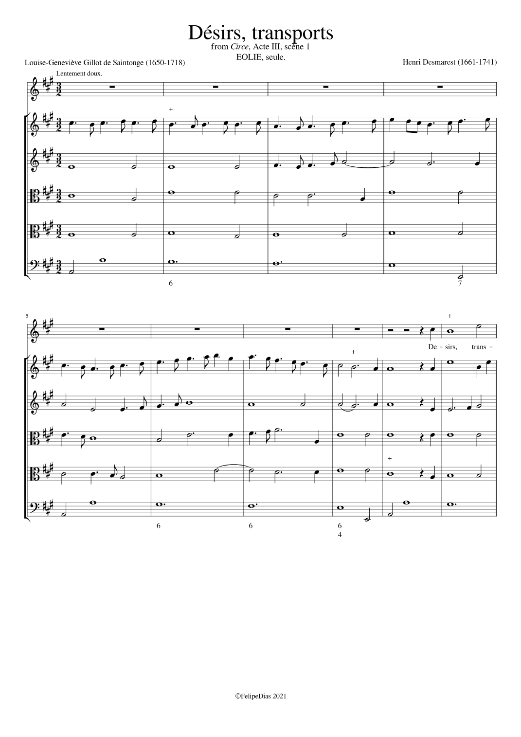 Désirs transports (arr. Early Music Scores)