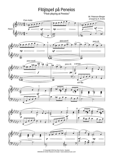 Flöjtspel på Peneios for piano solo (arr. K. Krantz)