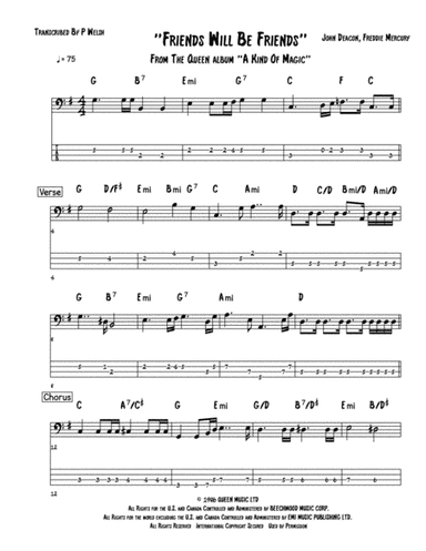 Friends Will Be Friends (arr. Accubass)