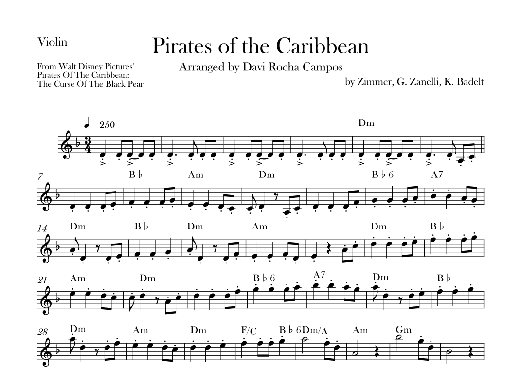 Pirates Of The Caribbean (arr. Davi Rocha Campos)