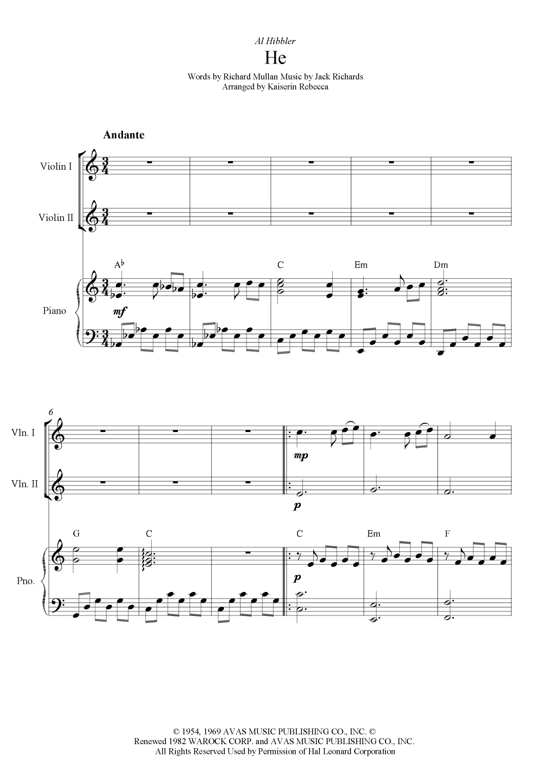 He (arr. Kaiserin Rebecca)