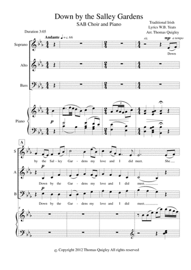 Down by the Salley Gardens (arr. Thomas Quigley)