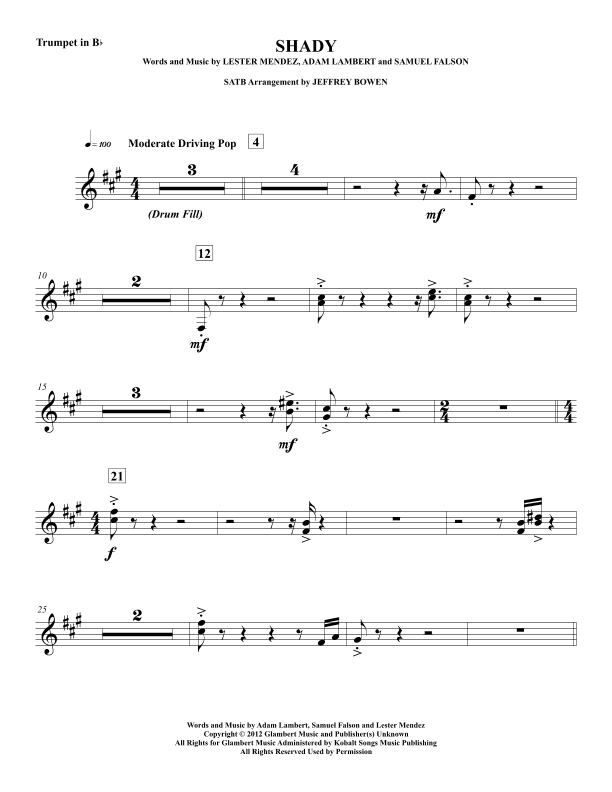 Shady (arr. Jeffrey Bowen)