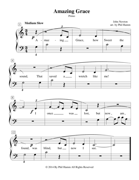 Amazing Grace-Easy (arr. Phil Hamm)