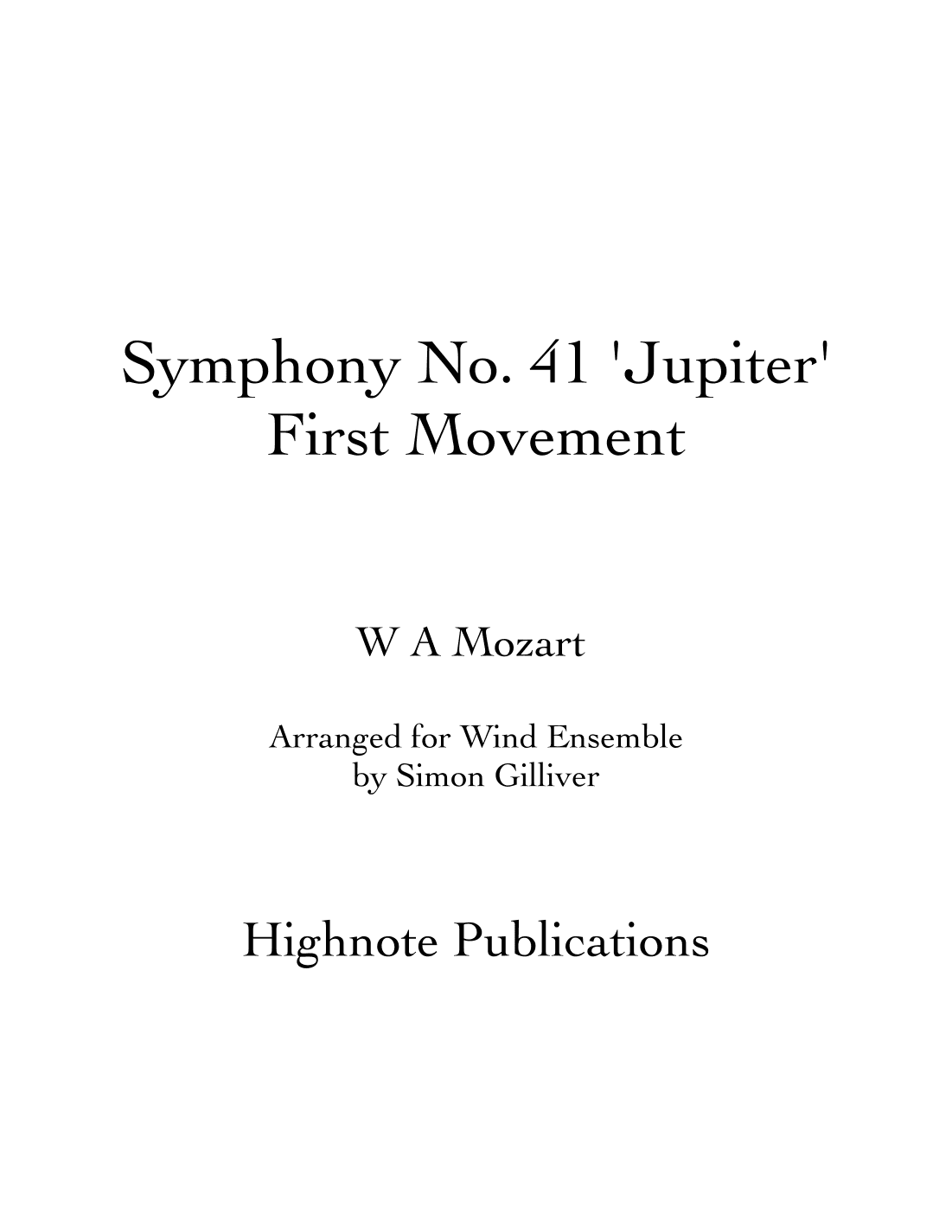 Symphony No. 41 'Jupiter' First Movement (arr. Simon Gilliver)