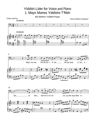 Yiddish Lider for Voice and Piano