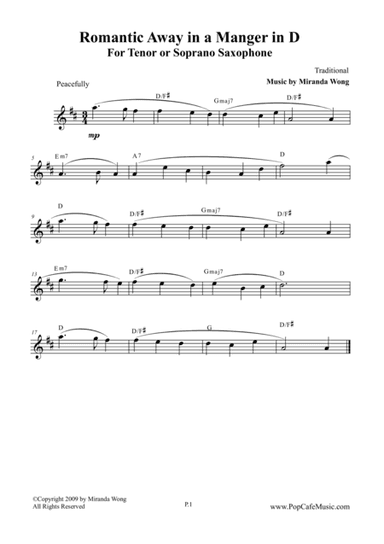 Romantic Away in a Manger - Tenor or Soprano Saxophone Solo (arr. Miranda Wong)