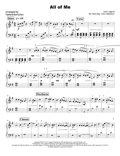 All Of Me (arr. Tastenträumchen)