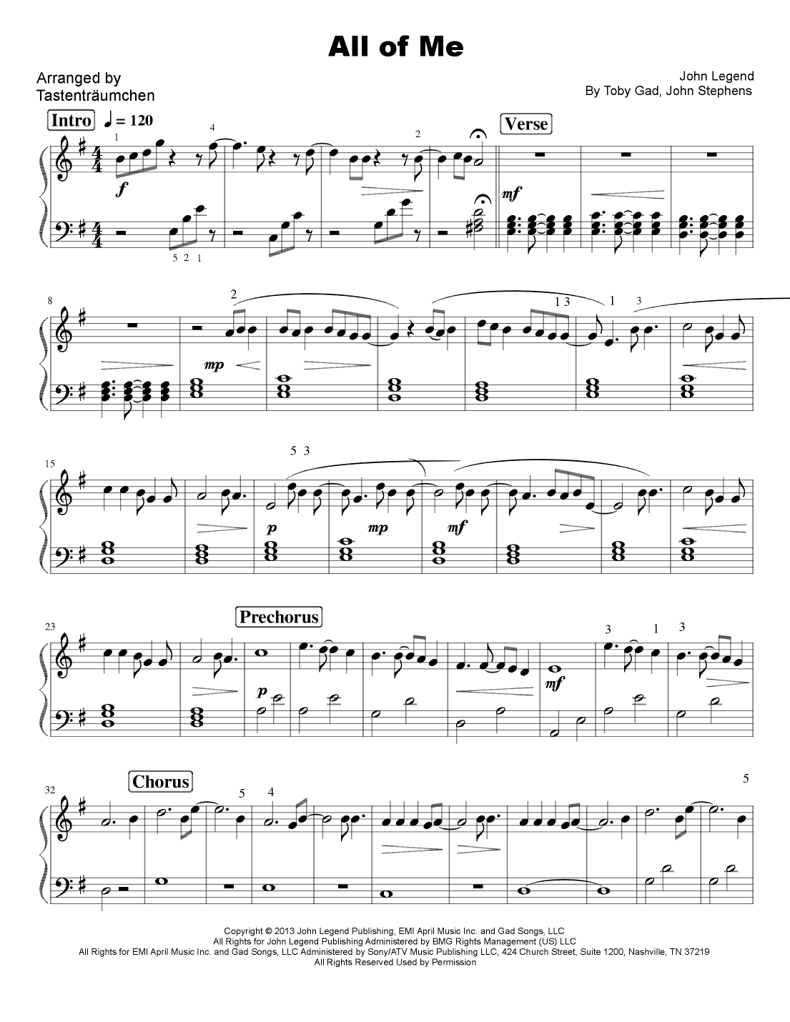 All Of Me (arr. Tastenträumchen)