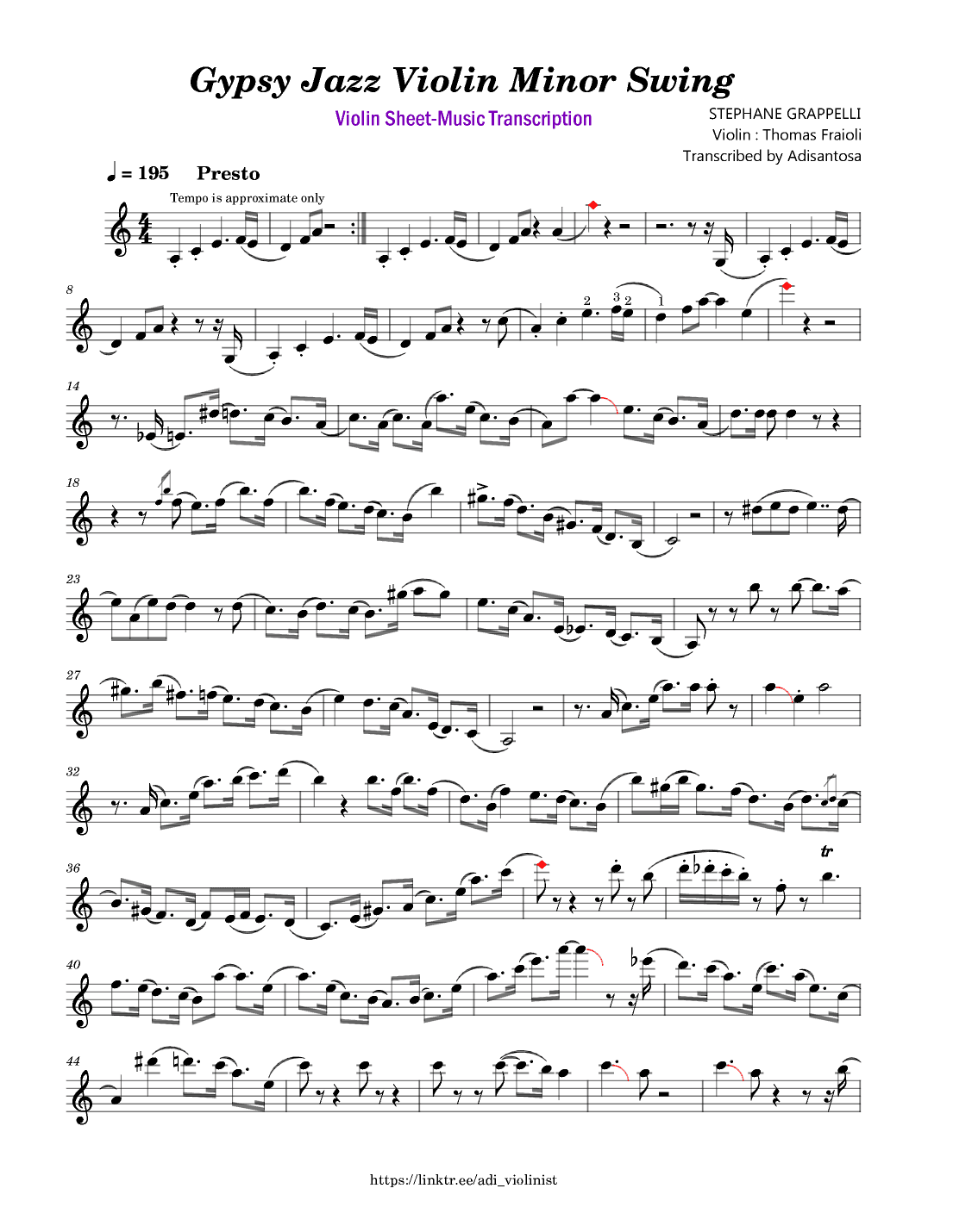 Minor Swing (Gypsy Jazz) (arr. Adisantosa)