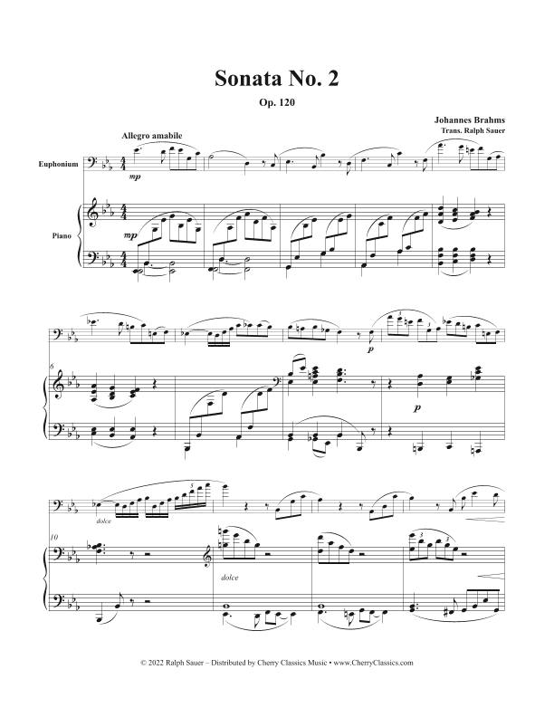 Sonata No. 2, Op. 120 for Euphonium and Piano (arr. Ralph Sauer)